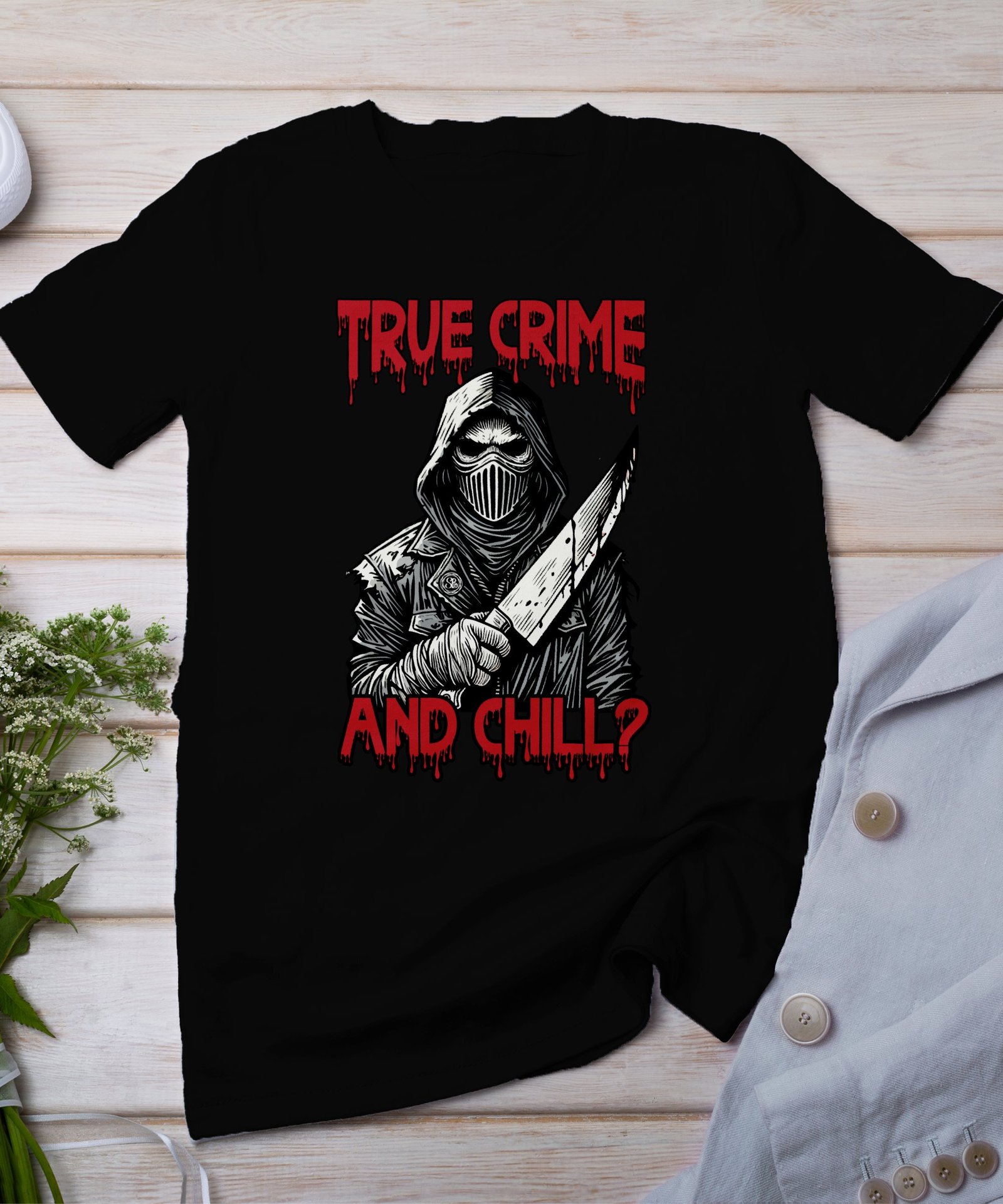 Kriminalfälle True Crime T-Shirt, Mystische Horror Geschichten für Krimi Fans Tee, Rätsel Maskierter Verbrecher Top, Ermittlungen Shirt