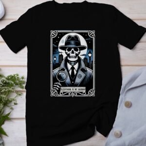 Kriminalfälle Tarot Karten T-Shirt, Mystische Tarotkarten für Krimi Fans Tee, Esoterik Kartenlegen Detektiv Top, Tarotdeck Wahrsager Shirt
