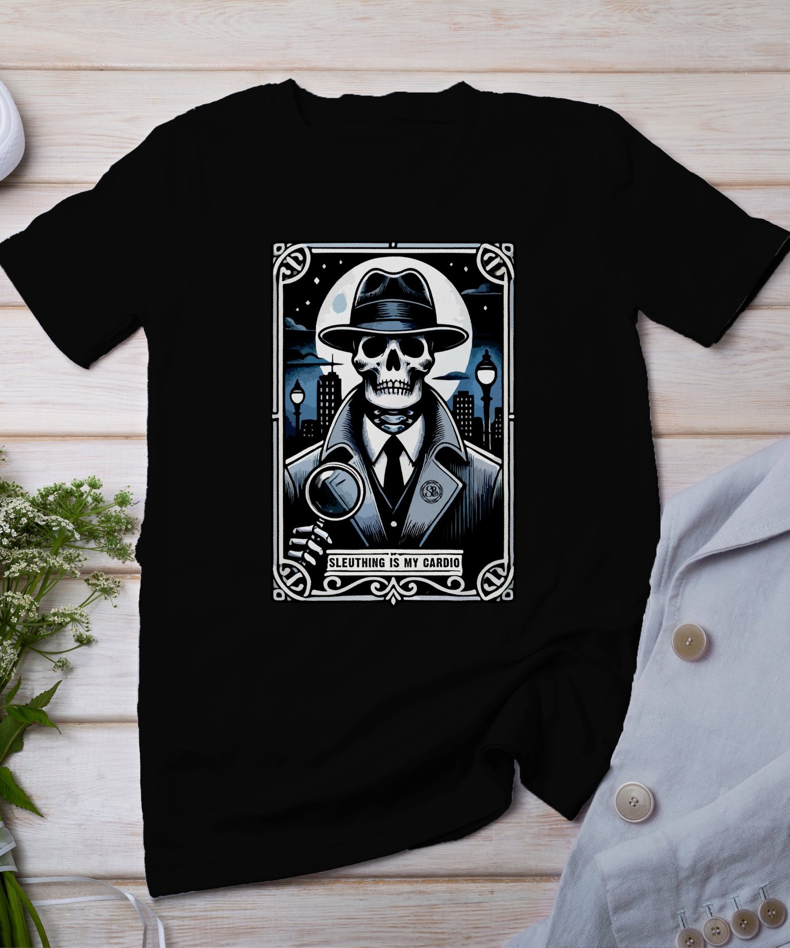 Kriminalfälle Tarot Karten T-Shirt, Mystische Tarotkarten für Krimi Fans Tee, Esoterik Kartenlegen Detektiv Top, Tarotdeck Wahrsager Shirt