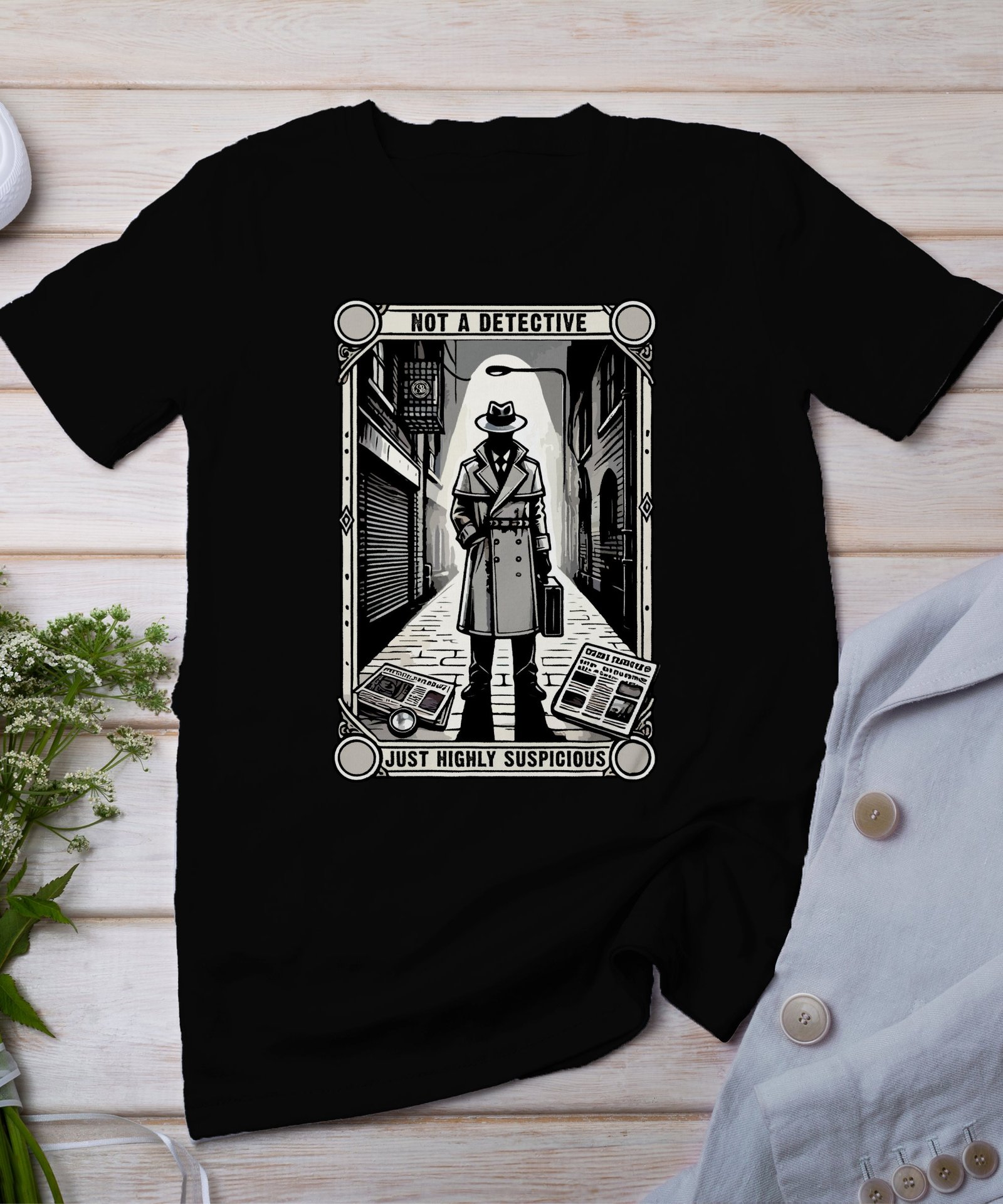 Kriminalfälle Tarot Karten T-Shirt, Mystische Tarotkarten für Krimi Fans Tee, Esoterik Kartenlegen Detektiv Top, Tarotdeck Wahrsager Shirt