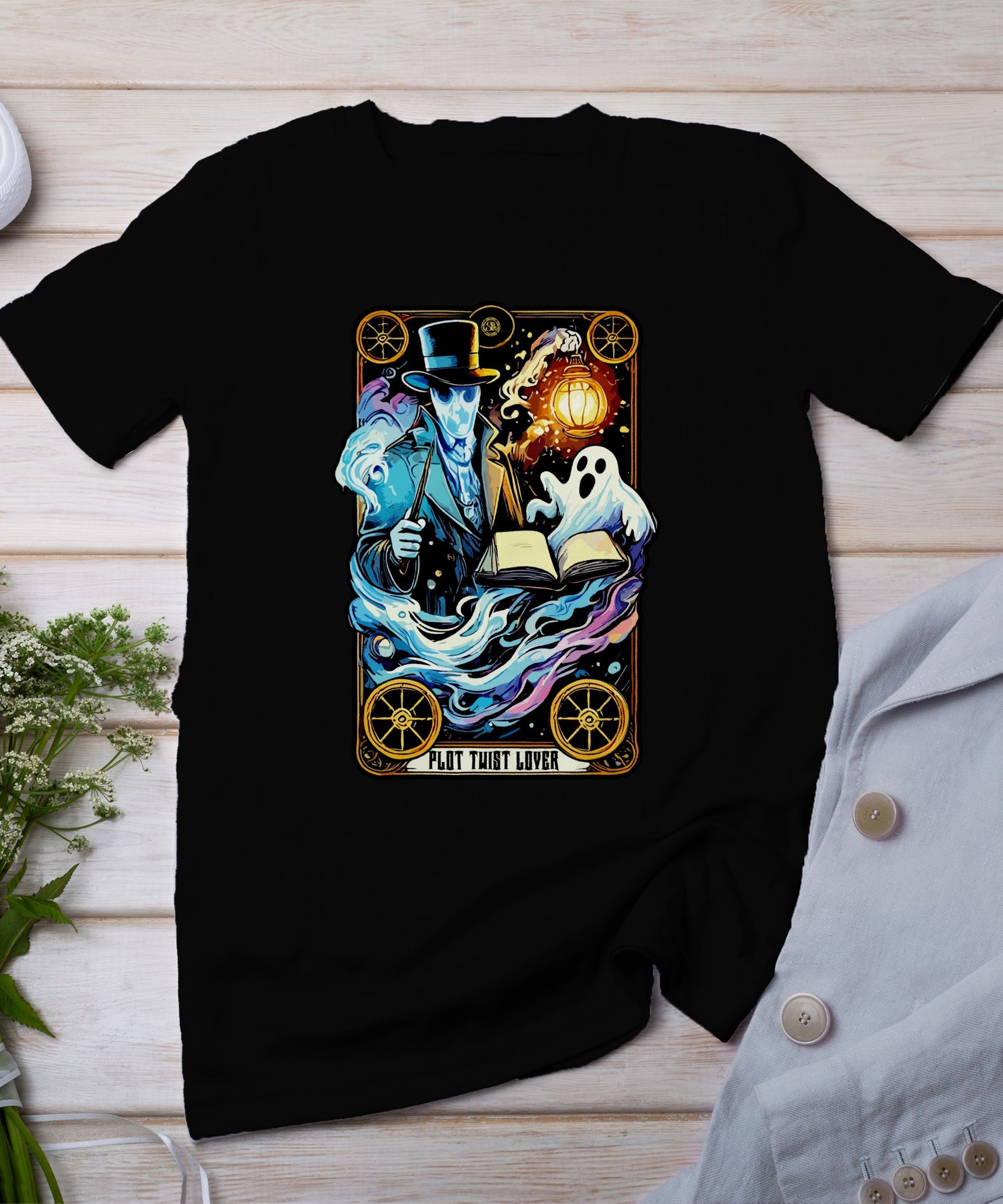 Kriminalfälle Tarot Karten T-Shirt, Mystische Tarotkarten für Krimi Fans Tee, Esoterik Kartenlegen Detektiv Top, Tarotdeck Wahrsager Shirt