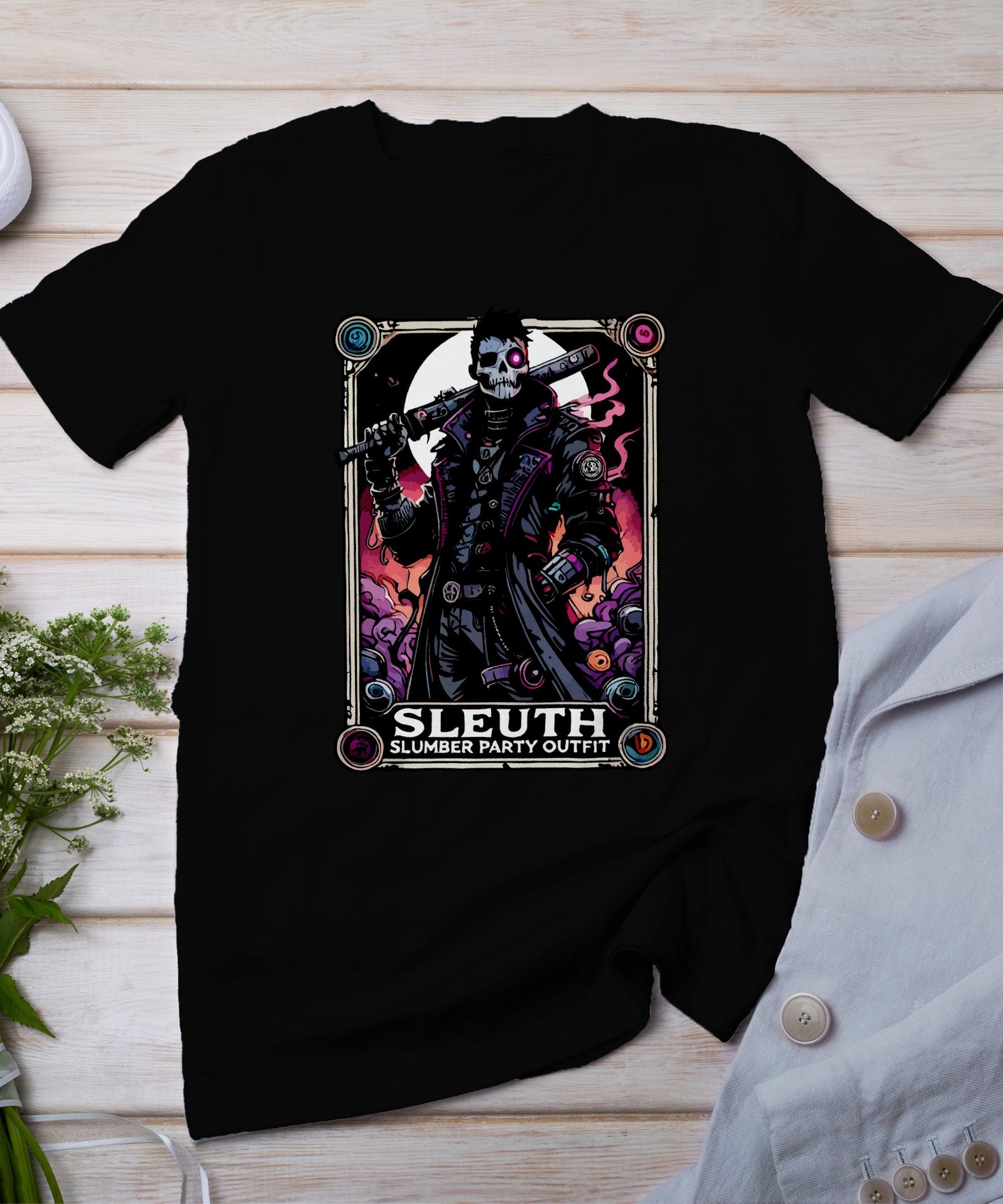 Kriminalfälle Tarot Karten T-Shirt, Mystische Tarotkarten für Krimi Fans Tee, Esoterik Kartenlegen Detektiv Top, Tarotdeck Wahrsager Shirt