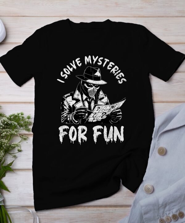 Kriminalfälle True Crime T-Shirt, Mystische Horror Geschichten für Krimi Fans Tee, Rätsel Maskierter Verbrecher Top, Ermittlungen Shirt