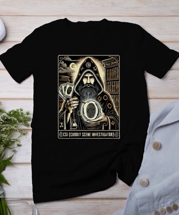 Kriminalfälle Tarot Karten T-Shirt, Mystische Tarotkarten für Krimi Fans Tee, Esoterik Kartenlegen Detektiv Top, Tarotdeck Wahrsager Shirt