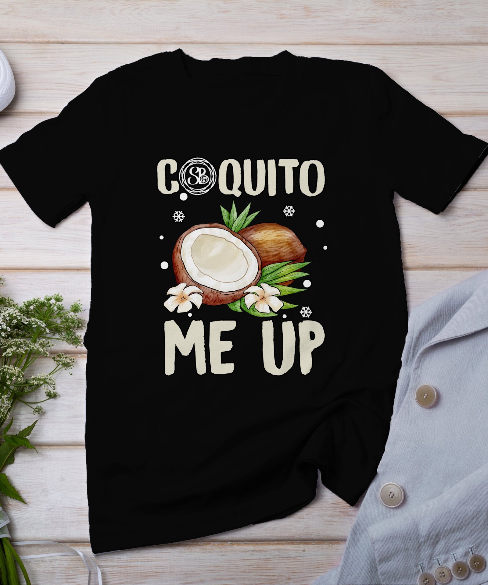 Tropisches Coquito Weihnachten T-Shirt, Traditionelles Kokosnuss Urlaubsgetränk Shirt, Festliches Puerto Rico Karibik Tee, Kokos Reisetop