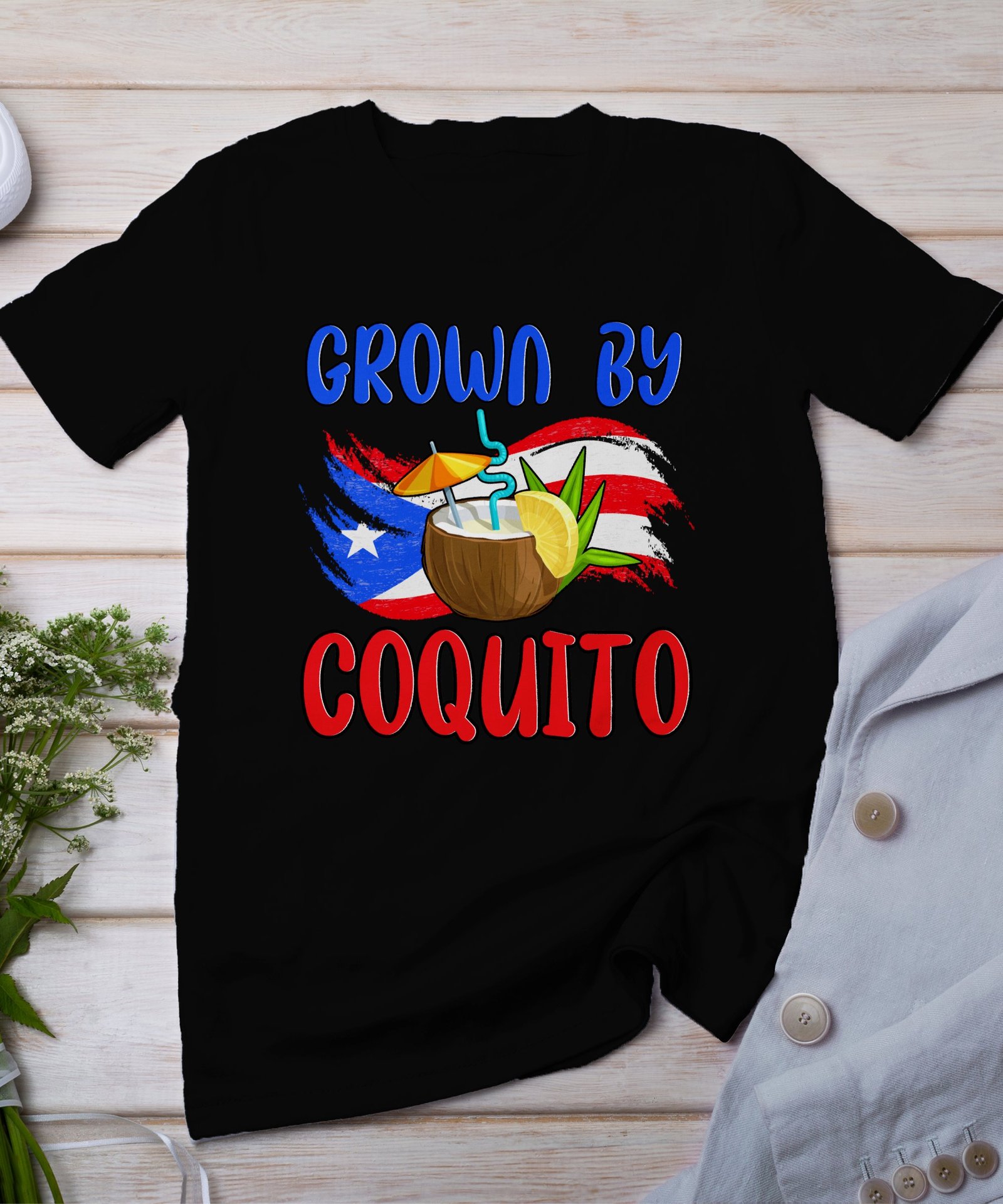 Tropisches Coquito Weihnachten T-Shirt, Traditionelles Kokosnuss Urlaubsgetränk Shirt, Festliches Puerto Rico Karibik Tee, Kokos Reisetop