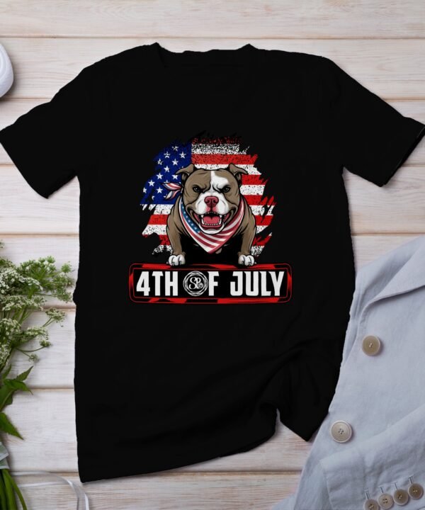 Unabhängigkeitstag Shirt Pitbull USA 4 Juli Outfit Veteran Patrioten Look Freiheit Style Amerika Flaggen Design Rot Weiß Blau Sommerkleidung