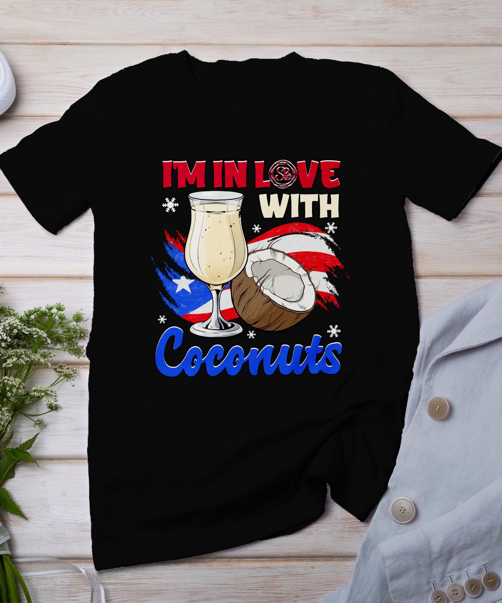 Tropisches Coquito Weihnachten T-Shirt, Traditionelles Kokosnuss Urlaubsgetränk Shirt, Festliches Puerto Rico Karibik Tee, Kokos Reisetop