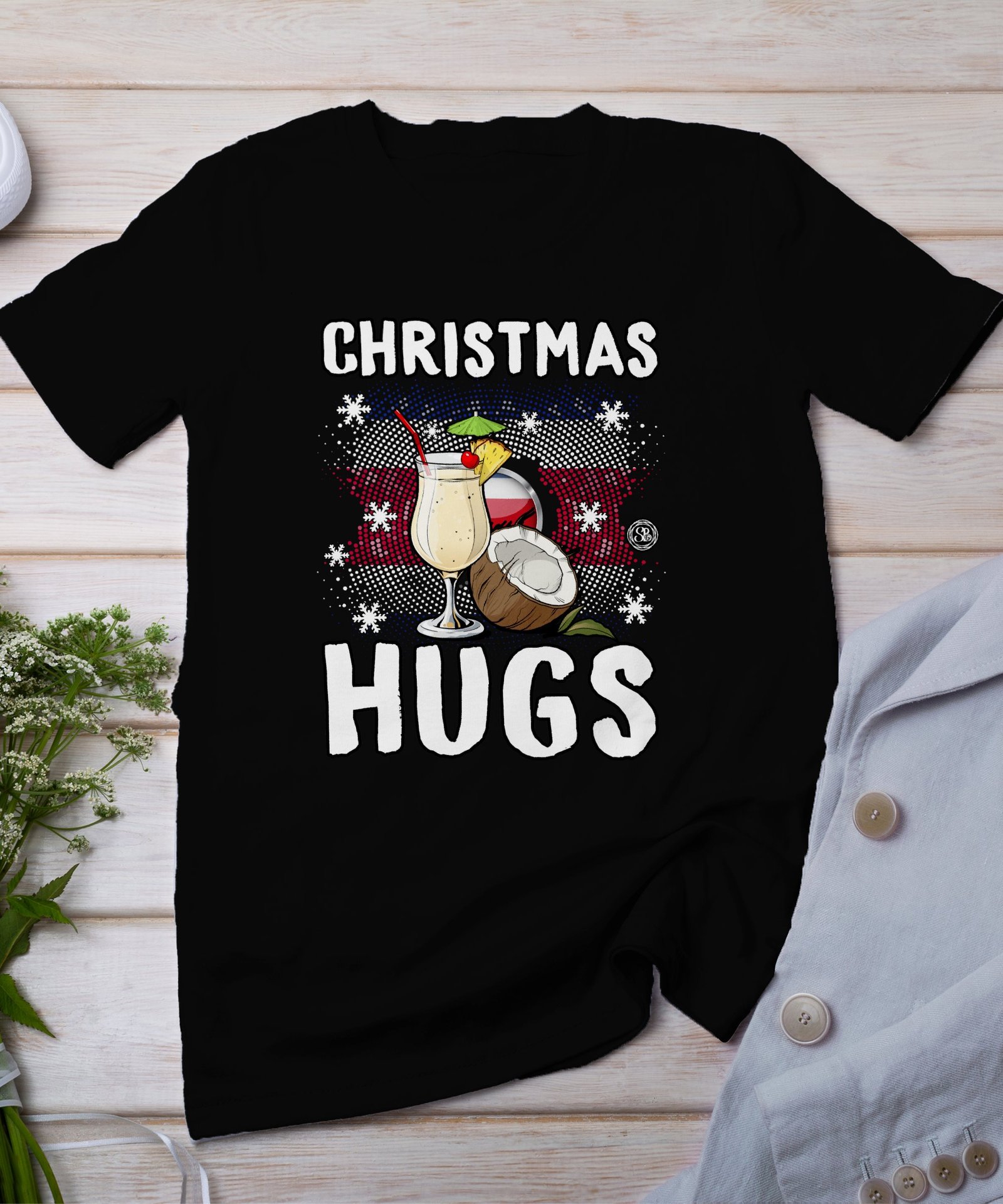 Tropisches Coquito Weihnachten T-Shirt, Traditionelles Kokosnuss Urlaubsgetränk Shirt, Festliches Puerto Rico Karibik Tee, Kokos Reisetop