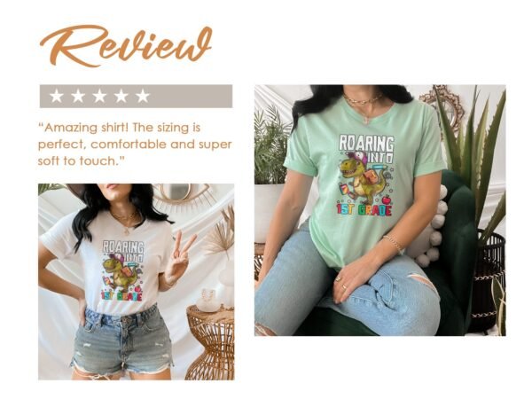 Brüllend in die 1. Klasse T-Shirts, Dinosaurier Einschulung T-Shirts, Schulanfang Dino T-Shirts, Schulbeginn Kindert Shirts - Image 9