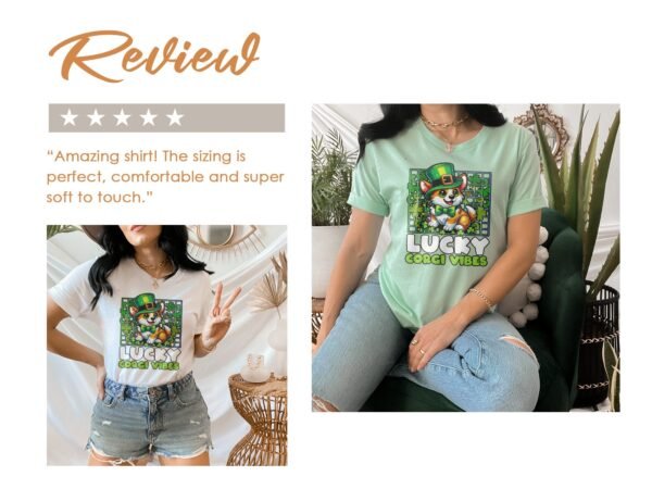 Lustiger St. Patricks Day Hunde T-Shirt, Glücklicher Corgi mit Hut, Lustiges Tier Outfit, Glücksbringer Katze Hund Tee - Image 9