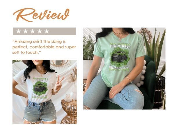Monster Truck Shirt, Big Wheels Bigger Luck T-Shirt, Lucky Monster Truck Tee, Clover Monster Truck Shirt, St. Patrick's Day Tee - Image 9