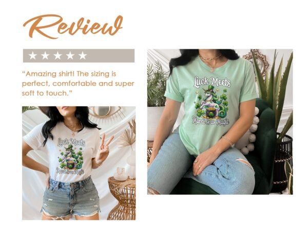 Einhorn T-Shirt Kleeblatt Shirt Glückliches Mardi Gras Design Magisches Motiv Kinder Party Outfit St Paddys Day Karneval Gold Kostüm - Image 9
