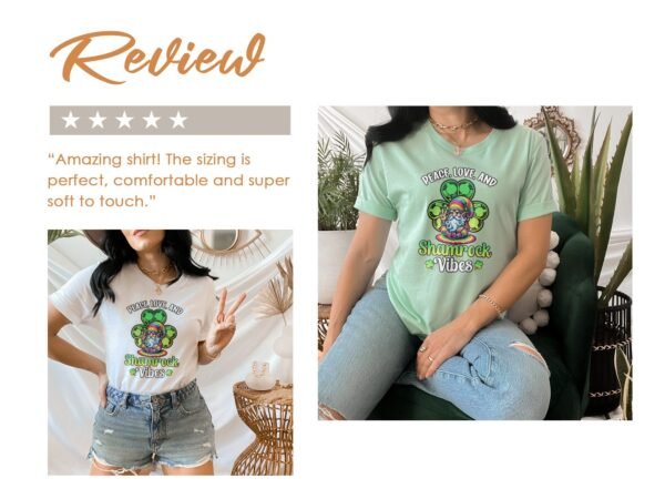 Irischer Zwerg T-Shirt, Frieden Liebe und Kleeblatt Vibes, Lustige St Patrick's Day Kleidung, Geschenk für Irland Fans - Image 9