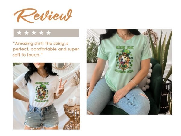 Lustiger St. Patricks Day TShirt, Hund mit Kleeblatt Hut, Goldener Hund mit Kleeblatt, Shamrock Style TShirt, Irischer Feiertag - Image 9