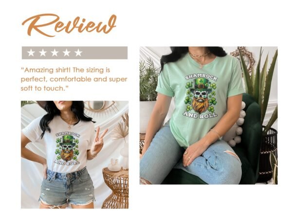 Lustiges Shamrock and Roll T-Shirt, Irisches Schädel-Kleeblatt-Shirt, St. Patrick's Day Totenkopf-T-Shirt - Image 8