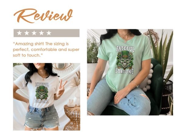 Irisches Schicksal Totenkopf T-Shirt, Gruseliger Schädel und Kleeblätter, St. Patrick's Day Glücksshirt, Harte Männermode, Trendiges Design - Image 8