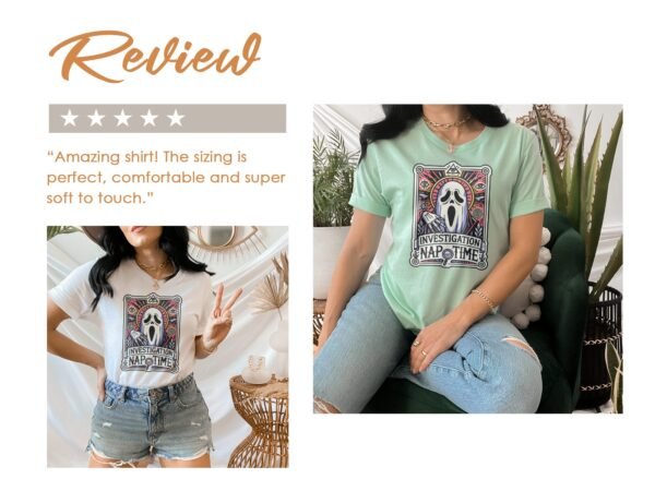 Kriminalfälle Tarot Karten T-Shirt, Mystische Tarotkarten für Krimi Fans Tee, Esoterik Kartenlegen Detektiv Top, Tarotdeck Wahrsager Shirt - Image 9