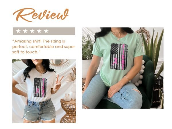 Kampf Stärke Hoffnung Brustkrebs Bewusstsein T-Shirt, Vorsorgeuntersuchung Gesundheit Tee, Hilfe Symbol der Solidarität Pinke Schleife Top - Image 9